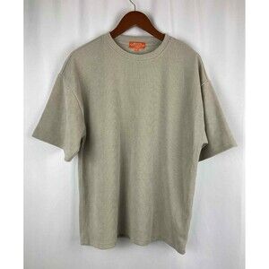 EUC Negative Space Men's Ribbed Beige T-Shirt Size Medium Tan Basic Soft Casual